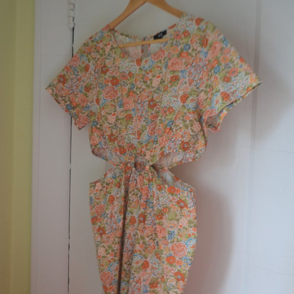 Lucca Cotton Floral Carnation Cutout Dress size large